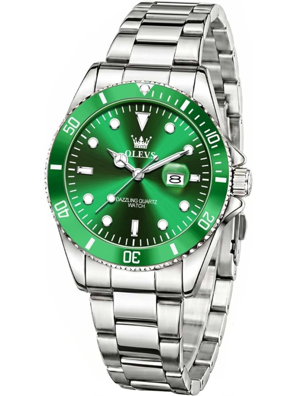 Women's Green Luxury Waterproof Fashion Analog Quartz Stainless Steel Band Watch